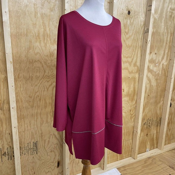 Chicos Size 4 XXL Blouse Tunic Top Jewelry Chain Trim Long Sleeve Stretch - Picture 4 of 9